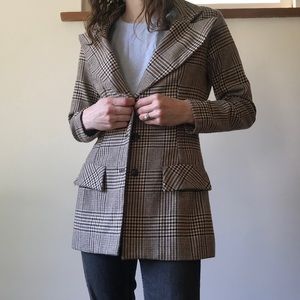 Vintage Plaid Checkered Wool Blazer